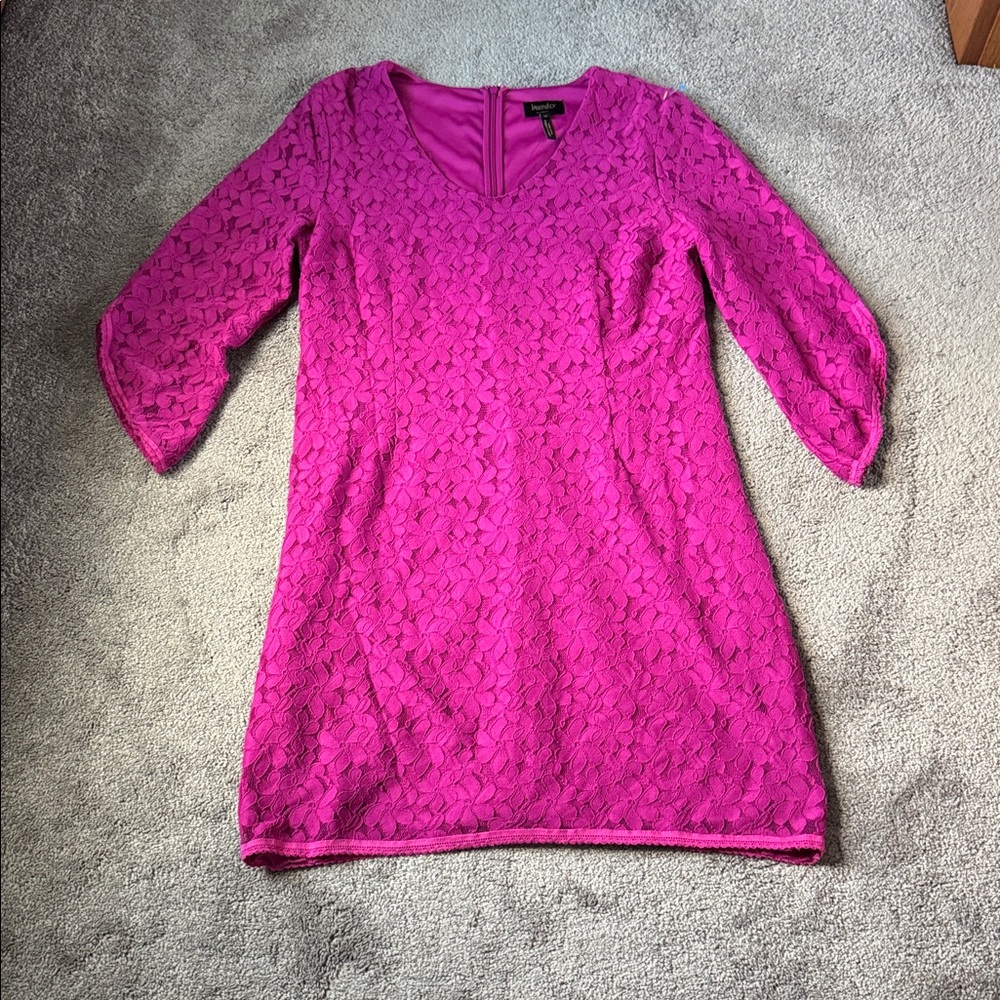 Laundry by Shelli Segal Los Angeles Magenta Pink Floral Lace Dress SIZE 14